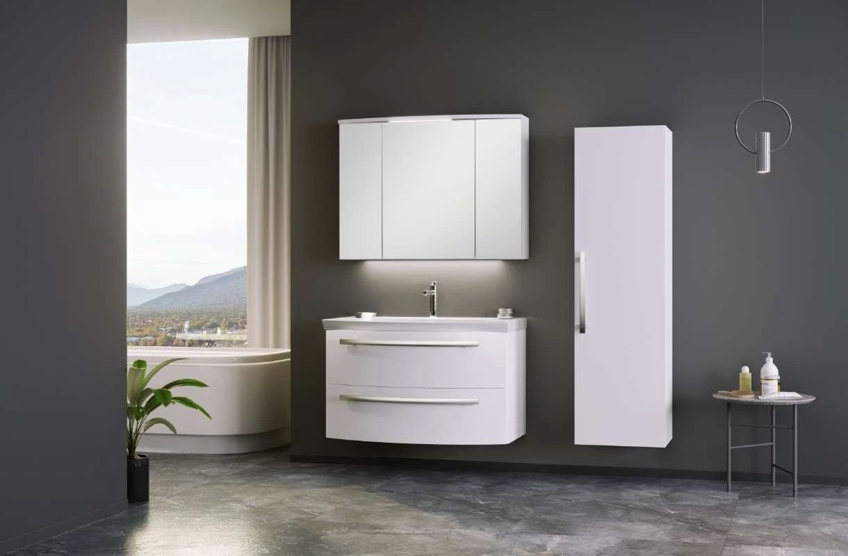 Orka Urla 90 cm  Parlak Beyaz  Banyo Dolabı