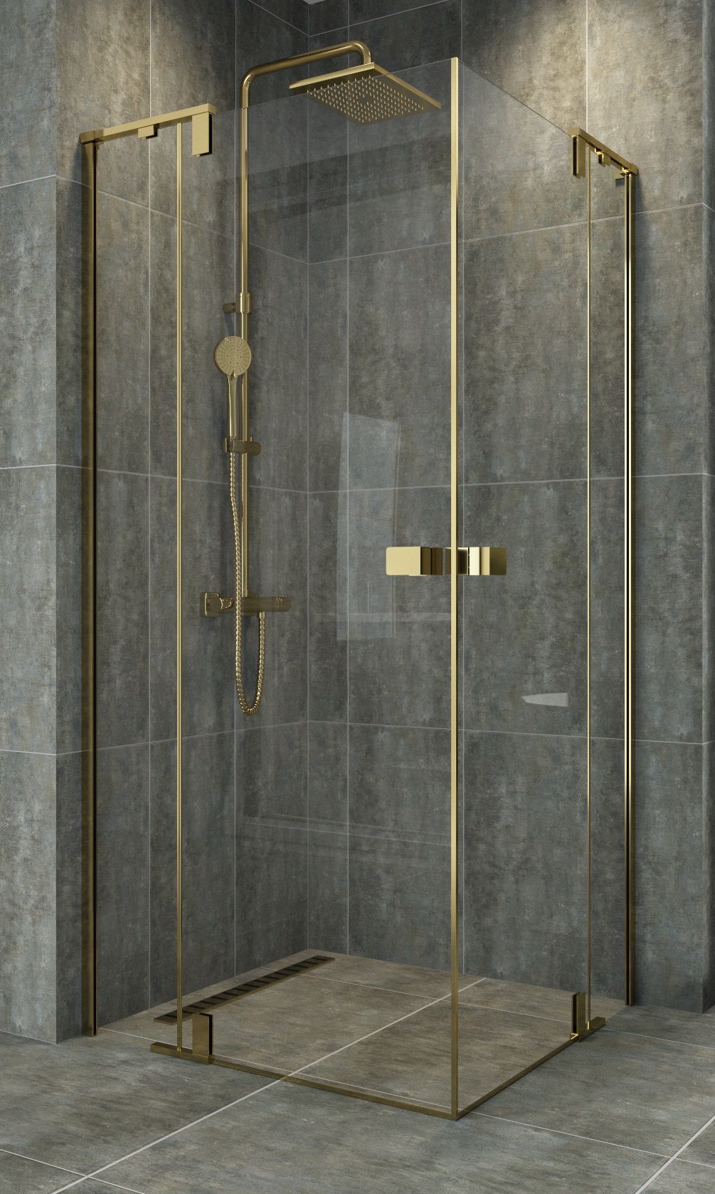 Aquanil Yortsel 110x110  Kare Altın Duşakabin 100x100