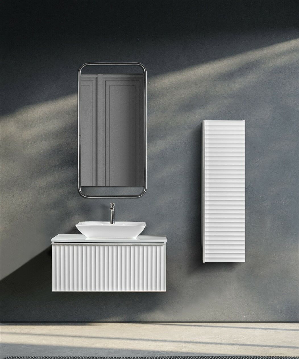 Bagnora Odin 100 cm Mdf Banyo Dolabı Beyaz Gold
