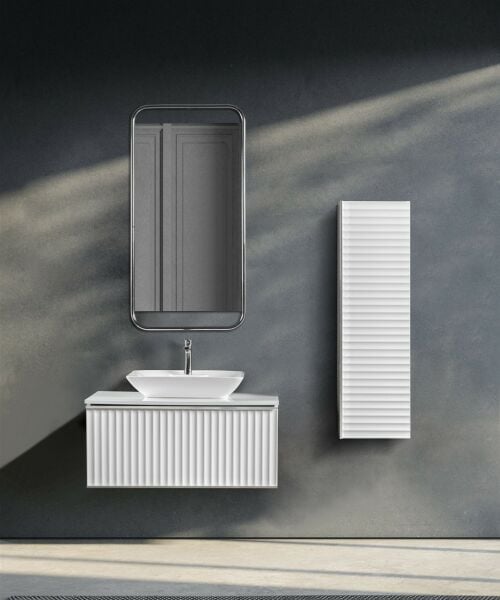 Bagnora Odin 100 cm Mdf Banyo Dolabı Beyaz Gold