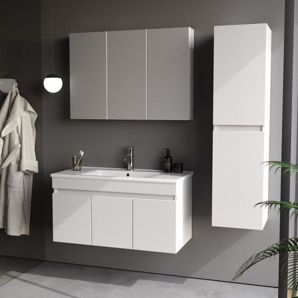 Smart Defne 100 cm Beyaz Banyo Dolabı