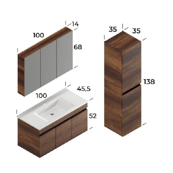 Smart Defne 100 cm Beyaz Banyo Dolabı