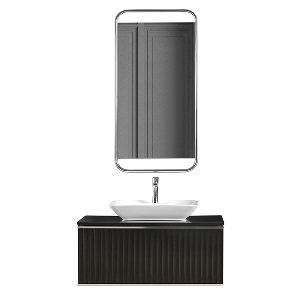 Bagnora Odin 100 cm Mdf Banyo Dolabı Siyah Gümüş