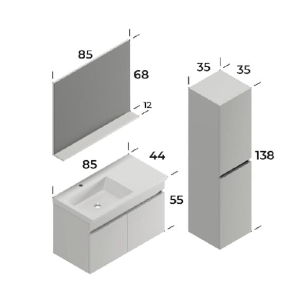Smart Lidya 85 cm Barok Banyo Dolabı