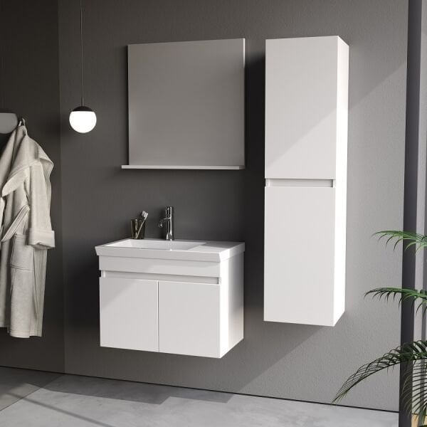 Smart Lidya 70 cm Beyaz Banyo Dolabı