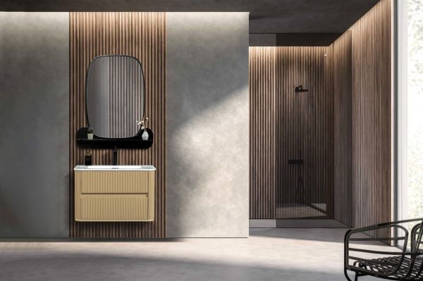 Bagnora Curved 80 cm Mdf Banyo Dolabı Cappucino