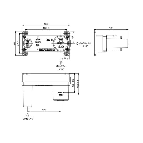 ECA Novita Ankastre Lavabo Bataryası Sıva Altı Bağlantısı