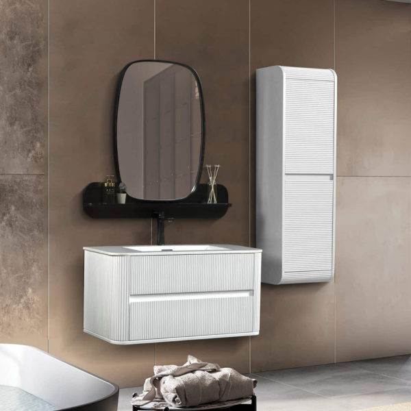 Bagnora Curved 100 cm Mdf Banyo Dolabı Beyaz