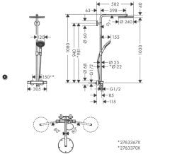 Hansgrohe Raindance Select S 240 Parlak Siyah Duş Seti