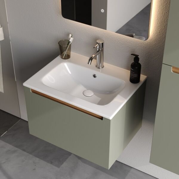 Smart İbiza 60 cm Mat Çimento Gri Banyo Dolabı