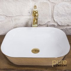 Pure GW-280 Çanak Lavabo 48 cm Altın Sarı-Beyaz