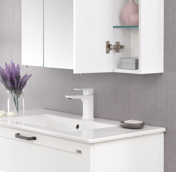 Orka Su 100 cm  Mat Beyaz  Banyo Dolabı