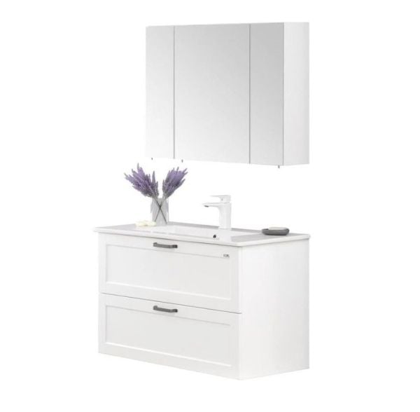 Orka Su 100 cm  Mat Beyaz  Banyo Dolabı