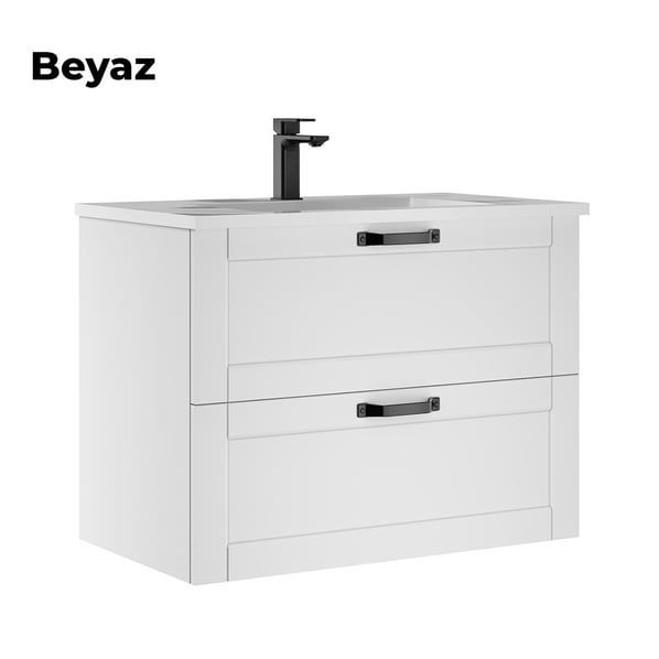 Orka Su 100 cm  Mat Beyaz  Banyo Dolabı