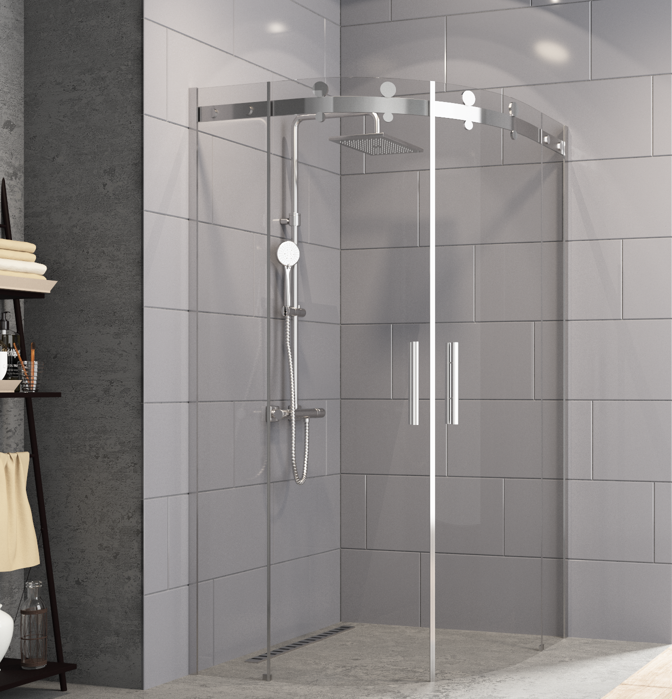 Aquanil Flash 120x120  Oval Krom Duşakabin