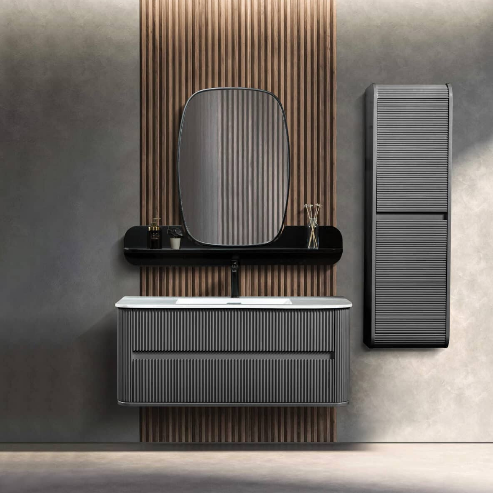 Bagnora Curved 120 cm Mdf Banyo Dolabı Antrasit