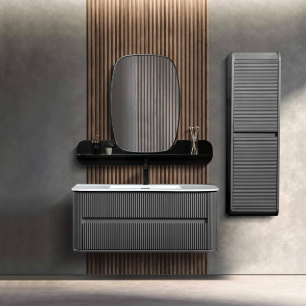Bagnora Curved 120 cm Mdf Banyo Dolabı Antrasit