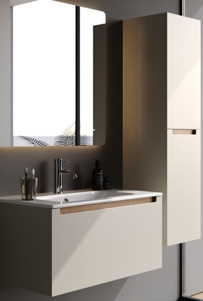 Smart İbiza 80 cm Mat İpek Gri Banyo Dolabı