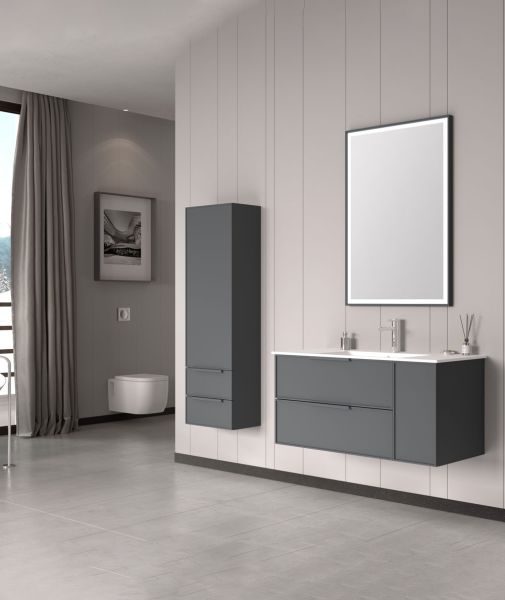 Orka Solid 100 cm Mat Antrasit Banyo Dolabı