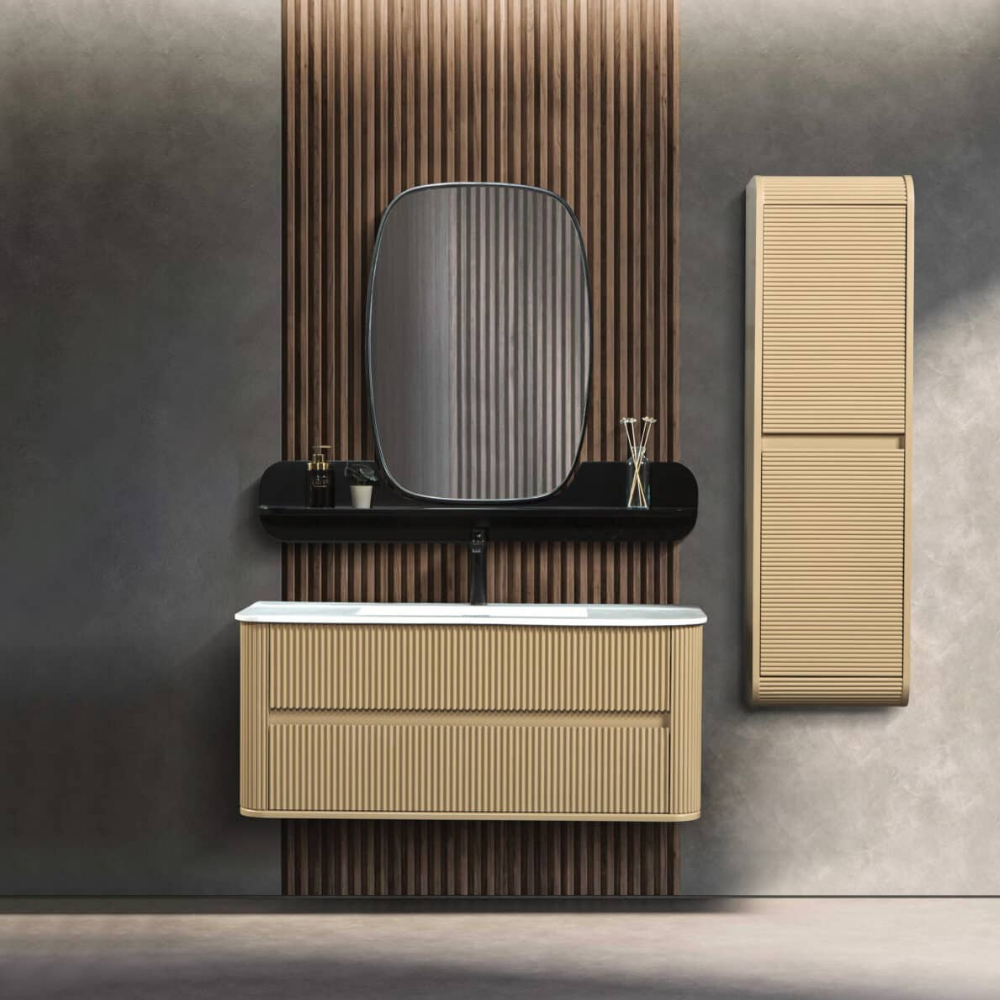 Bagnora Curved 120 cm Mdf Banyo Dolabı Cappucino