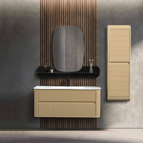 Bagnora Curved 120 cm Mdf Banyo Dolabı Cappucino