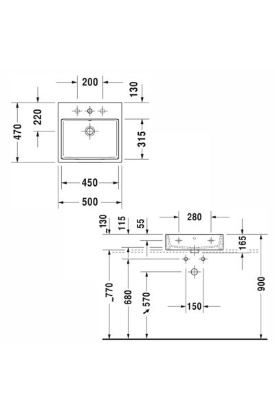 Duravit Vero Air Tezgahüstü Lavabo 50 cm