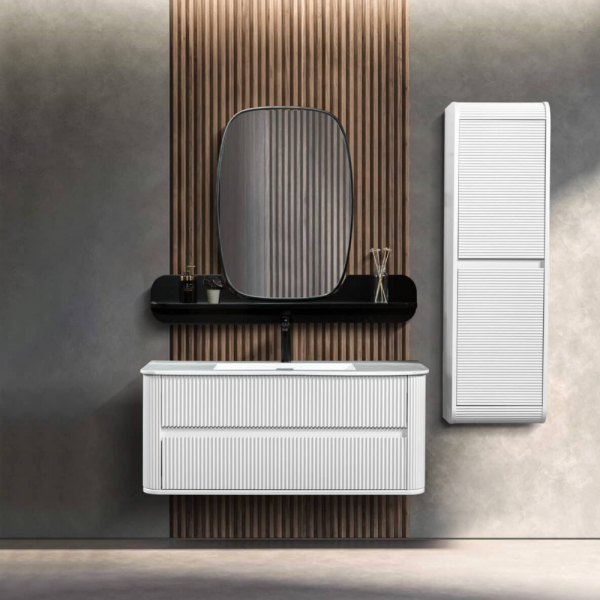 Bagnora Curved 120 cm Mdf Banyo Dolabı Beyaz