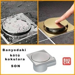 Mesa 12x12 Plastik Taslı Paslanmaz Izgaralı Basçık Yer Sifonu