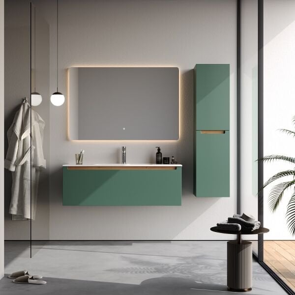 Smart İbiza 120 cm Mat Koyu Yeşil Banyo Dolabı