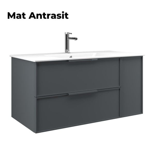 Orka Solid 120 cm Mat Antrasit Banyo Dolabı