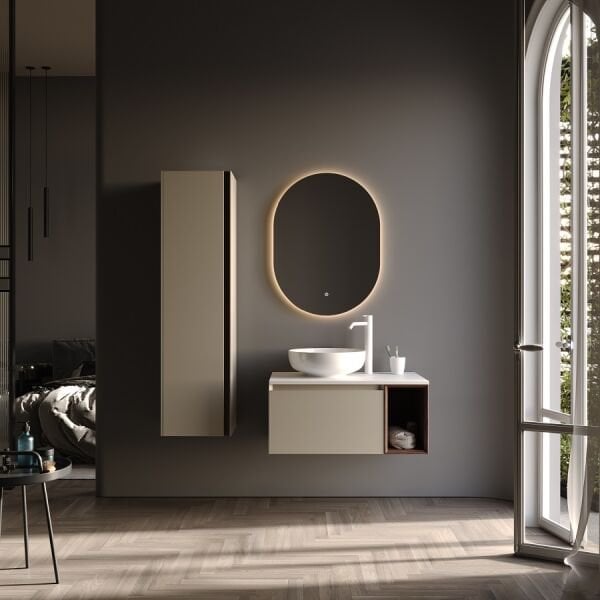 Smart Toledo 80 cm Mat İpek Gri Banyo Dolabı