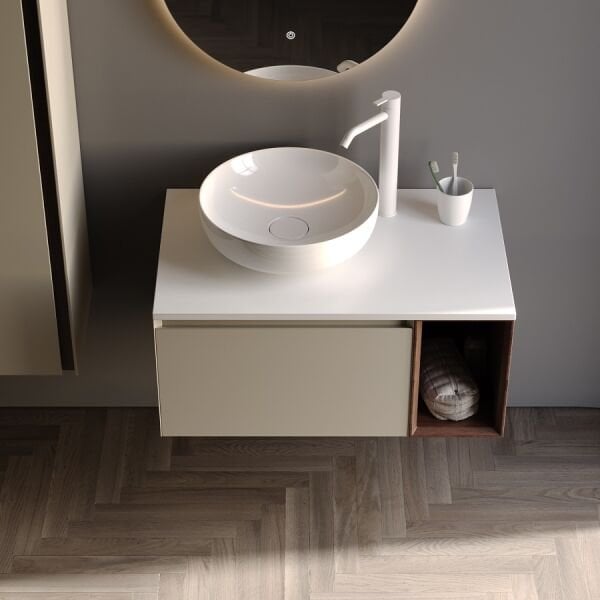 Smart Toledo 80 cm Mat İpek Gri Banyo Dolabı