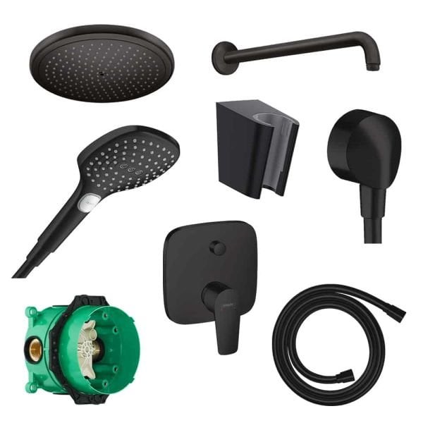 Hansgrohe Talis E Parlak Siyah Ankastre Duş Seti