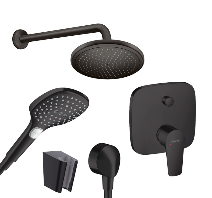 Hansgrohe Talis E Parlak Siyah Ankastre Duş Seti