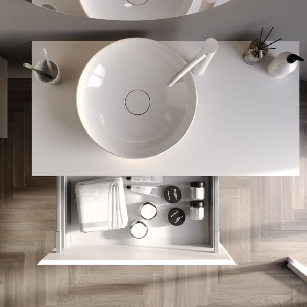Smart Toledo 100 cm Mat Beyaz Banyo Dolabı
