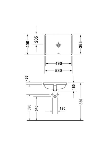 Duravit Starck 3 Tezgahaltı Lavabo 49 cm