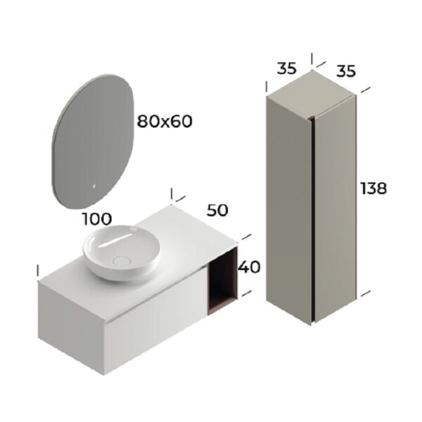 Smart Toledo 100 cm Mat Beyaz Banyo Dolabı