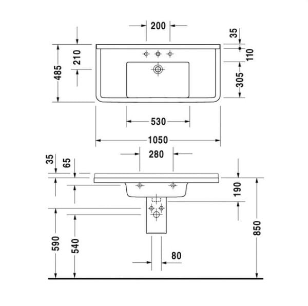 Duravit Starck 3 Etajerli Lavabo 105 cm