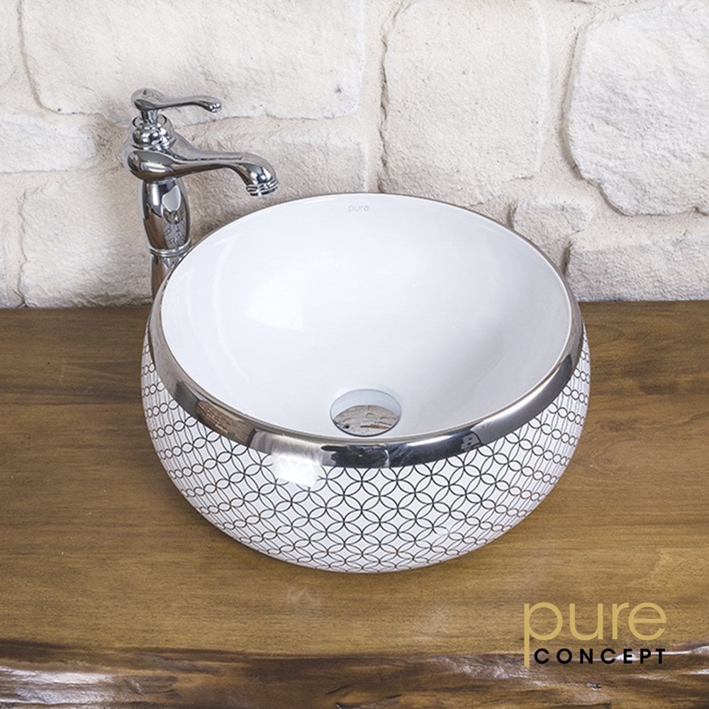 Pure Çanak Lavabo 40 cm Gümüş-Beyaz