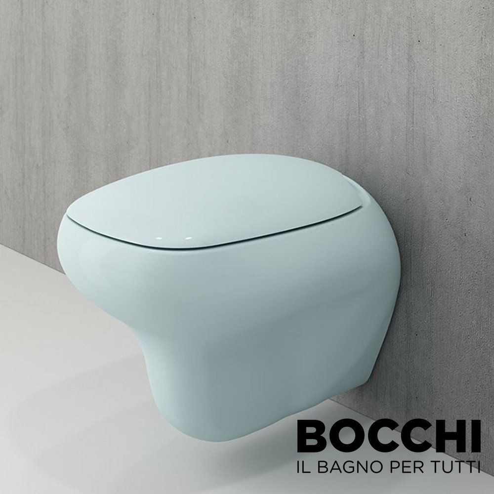 BOCCHI Fenice Asma Klozet, Mat Buz Mavisi Klozet Kapağı Dahil