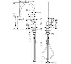 Hansgrohe Talis M54 Eviye Bataryası