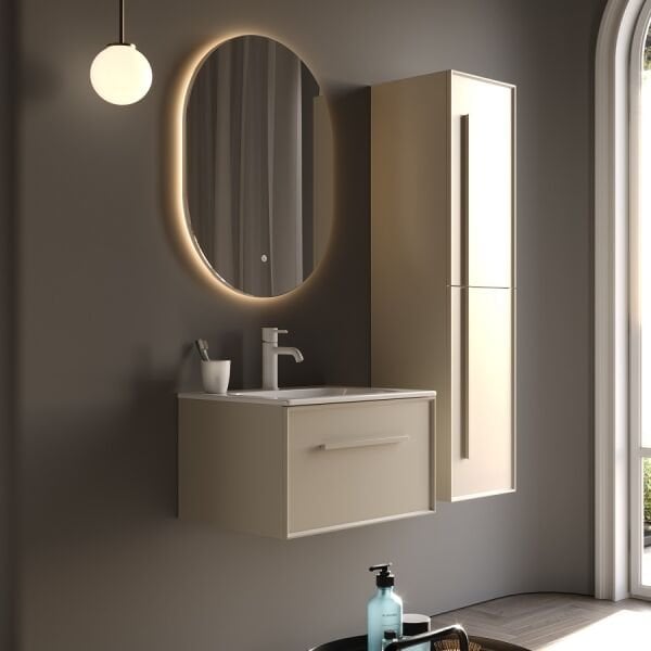 Smart Lugo 60 cm Mat İpek Gri Banyo Dolabı
