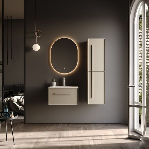 Smart Lugo 60 cm Mat İpek Gri Banyo Dolabı
