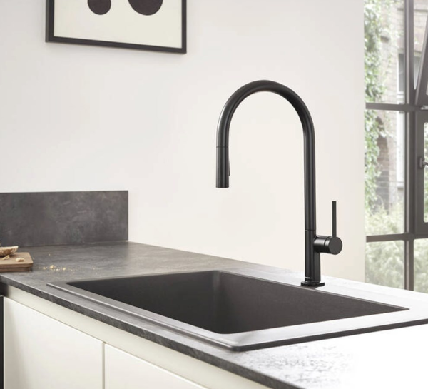 Hansgrohe Talis M54 Sıyah Eviye Bataryası