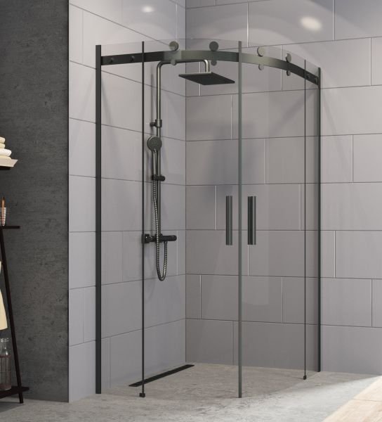 Aquanil Flash 120x120  Oval Siyah Duşakabin 100x100