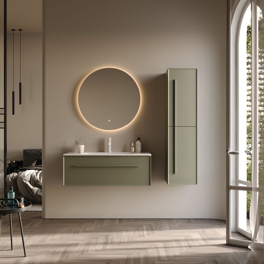 Smart Lugo 100 cm Mat Çimento Gri Banyo Dolabı