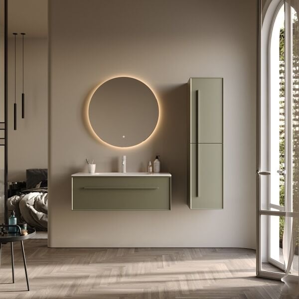 Smart Lugo 100 cm Mat Çimento Gri Banyo Dolabı
