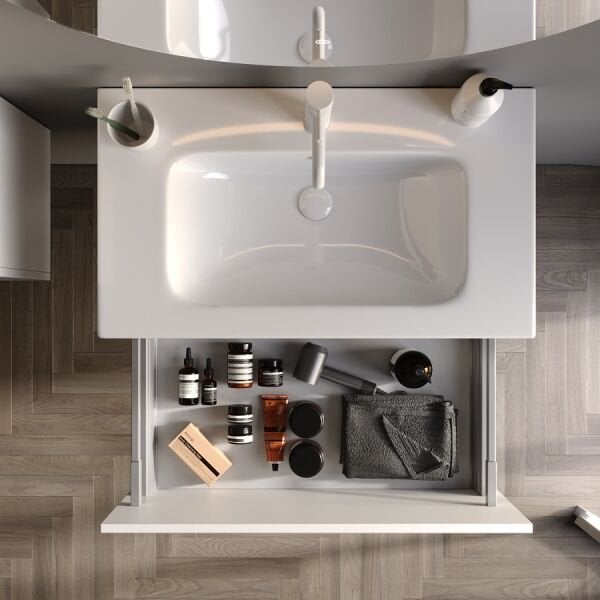 Smart Lugo 80 cm Mat Beyaz Banyo Dolabı