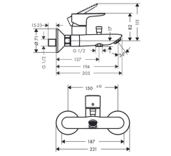 Hansgrohe Talis E Mat Siyah Banyo Bataryası