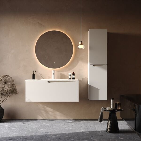 Smart Braga 100 cm Mat Beyaz Banyo Dolabı
